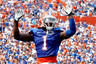 GAINESVILLE FL - SEPTEMBER 04: Janoris Jenkins #1 of the Florida Gators celebrates after a defensive stand against the Miami University RedHawks at Ben Hill Griffin Stadium on September 4 2010 in Gainesville Florida. (Photo by Sam Greenwood/Getty Images)
