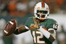 Miami quarterback Jacory Harris (12) looks to throw a pass against Florida A&M during the second quarter of an NCAA college football game Saturday, Oct. 10, 2009, in Miami. (AP Photo/Hans Deryk)